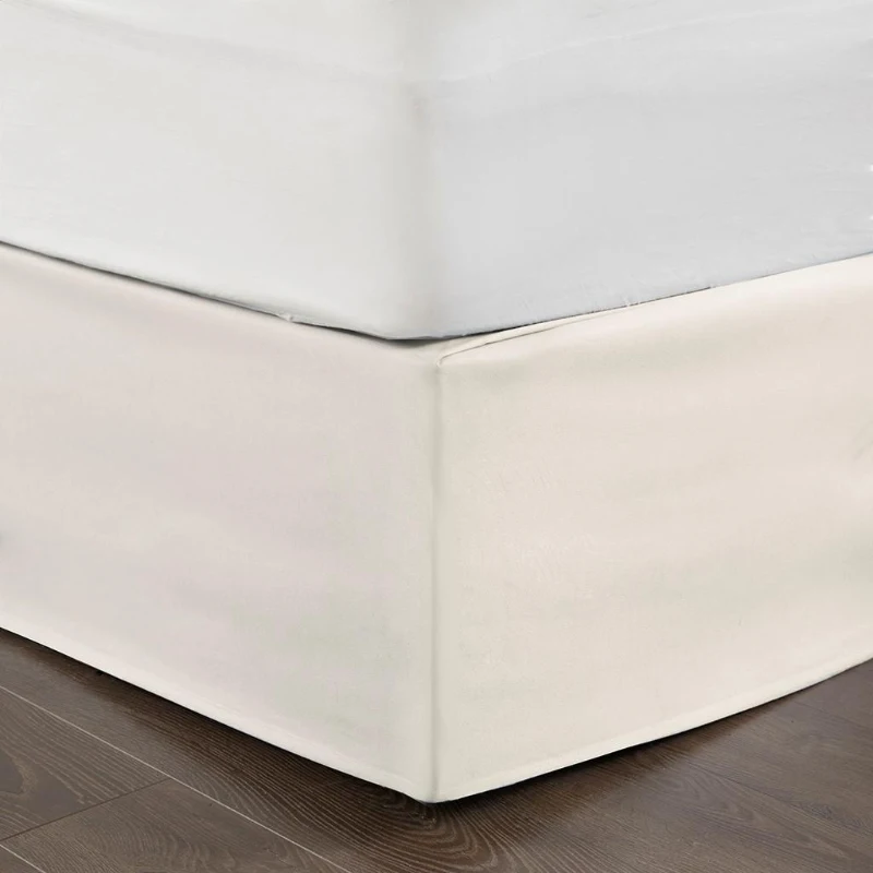 26" Drop Wrap-Around Adjustable Bed Skirt with Non-Skid Backing, Hidden Fabric Band, One Size Fits All, 236" L x 6" W x 0.13" H, Ivory