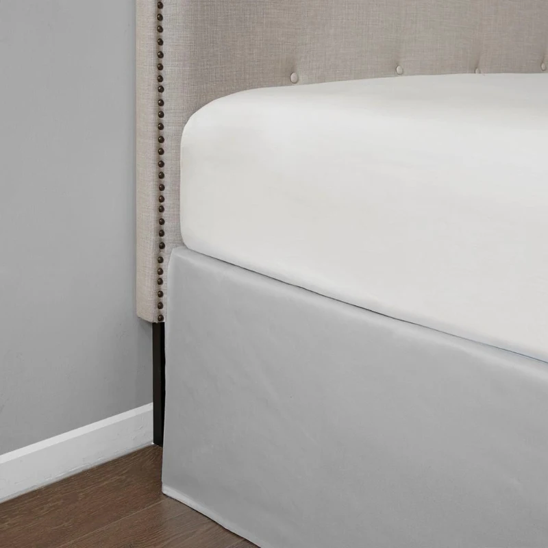 26" Drop Adjustable Wrap-Around Bed Skirt with Non-Skid Backing, Easy Tuck, Fold Design, One Size Fits All, 236" L x 6" W x 0.13" H, Gray