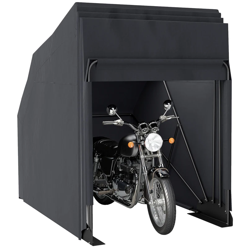 Outsunny Motorcycle Shelter, Waterproof Motorcycle Cover Tent with 2 Mesh Windows, UV Protected & Dustproof Bike Storage Shed