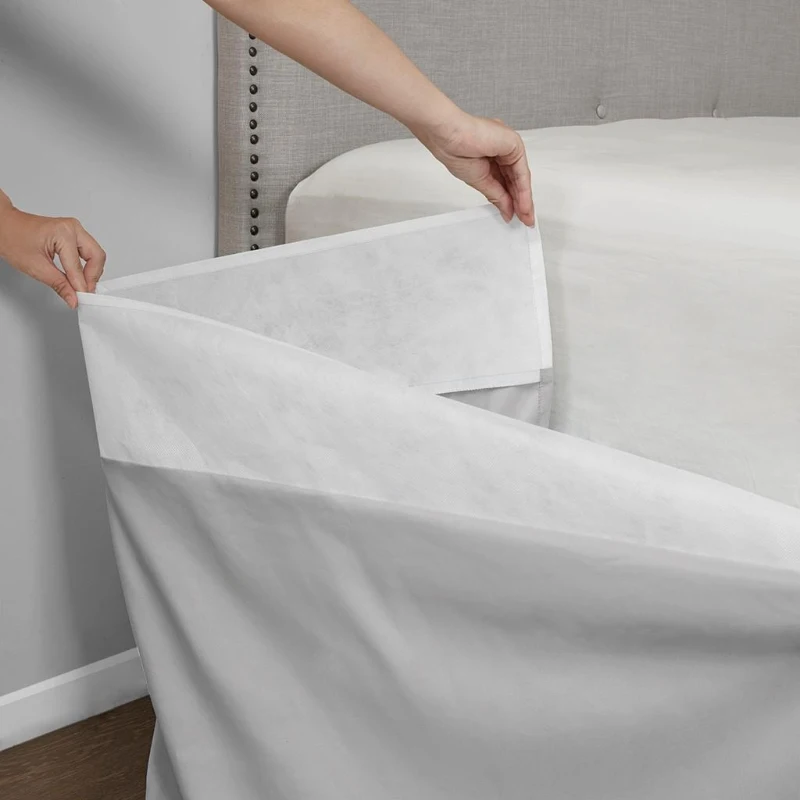26" Drop Adjustable Wrap-Around Bed Skirt with Non-Skid Backing, Easy Tuck, Fold Design, One Size Fits All, 236" L x 6" W x 0.13" H, Gray