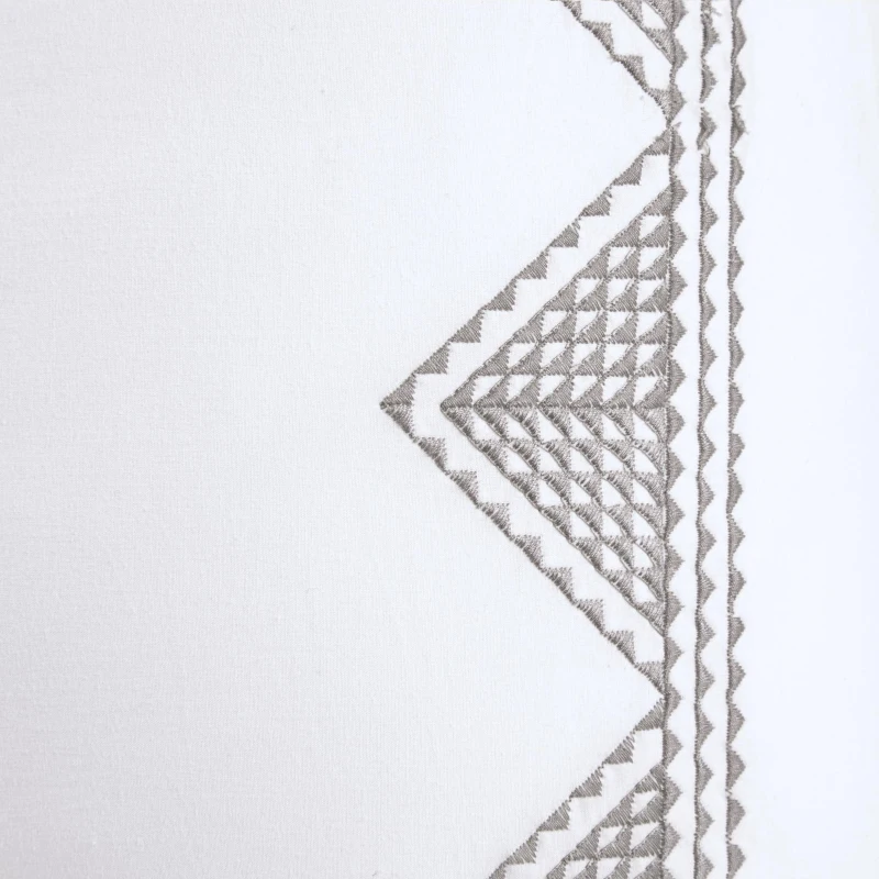 Cotton Embroidered Euro Sham with Antimicrobial Treatment, Hidden Zipper, Pillow Cover with Geometric Design , 26" L x 26" W x 0.13" H, White