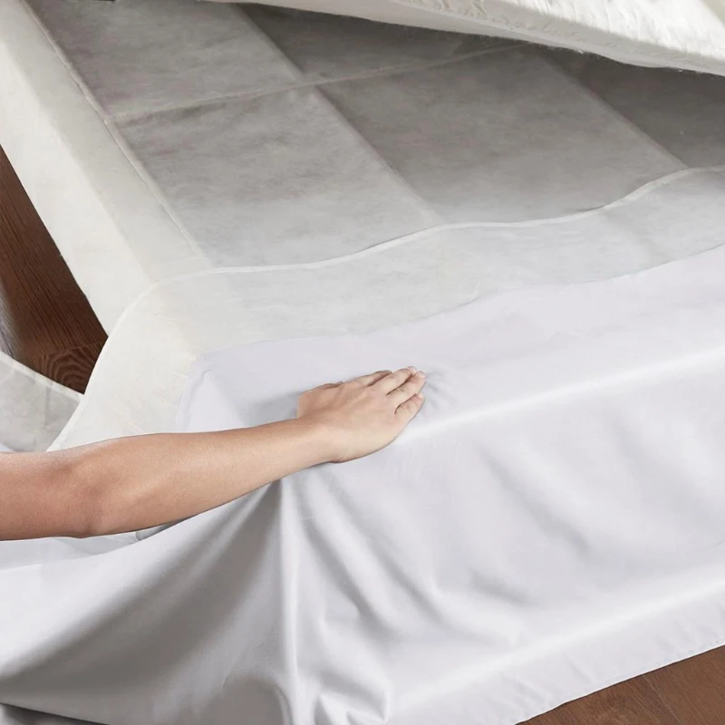 26" Drop Wrap-Around Adjustable Bed Skirt with Non-Skid Backing, Wrinkle-Resistant Design, One Size Fits All, 236" L x 6" W x 0.13" H, White