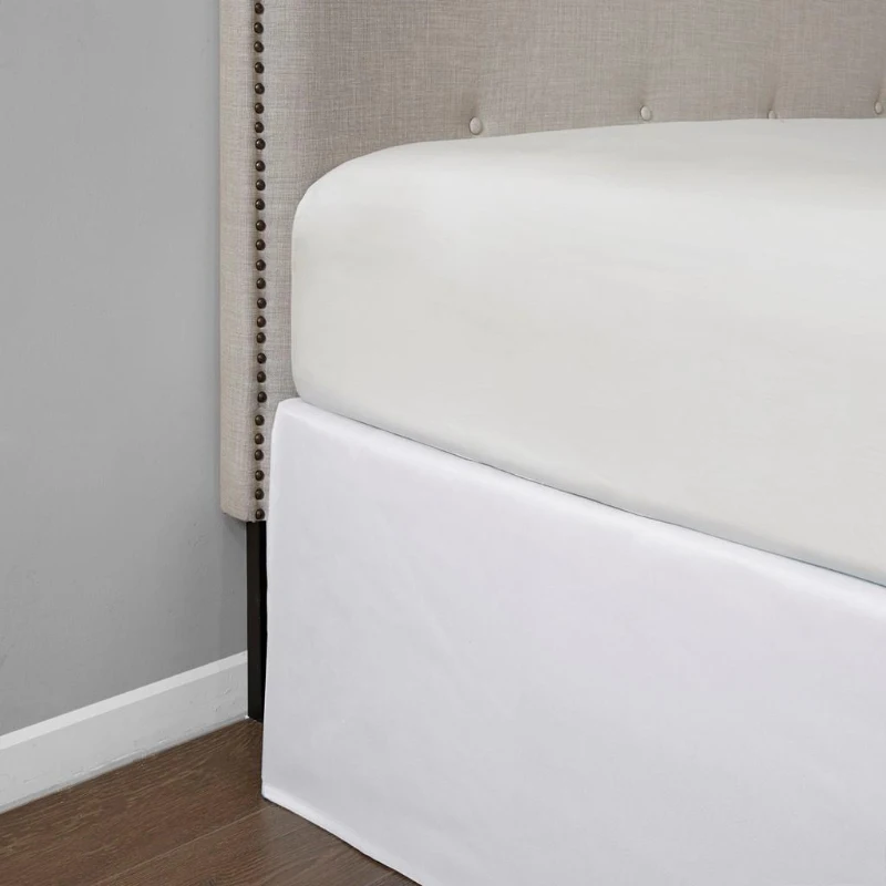 26" Drop Wrap-Around Adjustable Bed Skirt with Non-Skid Backing, Wrinkle-Resistant Design, One Size Fits All, 236" L x 6" W x 0.13" H, White