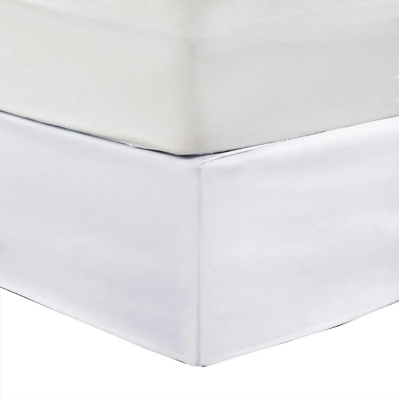 26" Drop Wrap-Around Adjustable Bed Skirt with Non-Skid Backing, Wrinkle-Resistant Design, One Size Fits All, 236" L x 6" W x 0.13" H, White