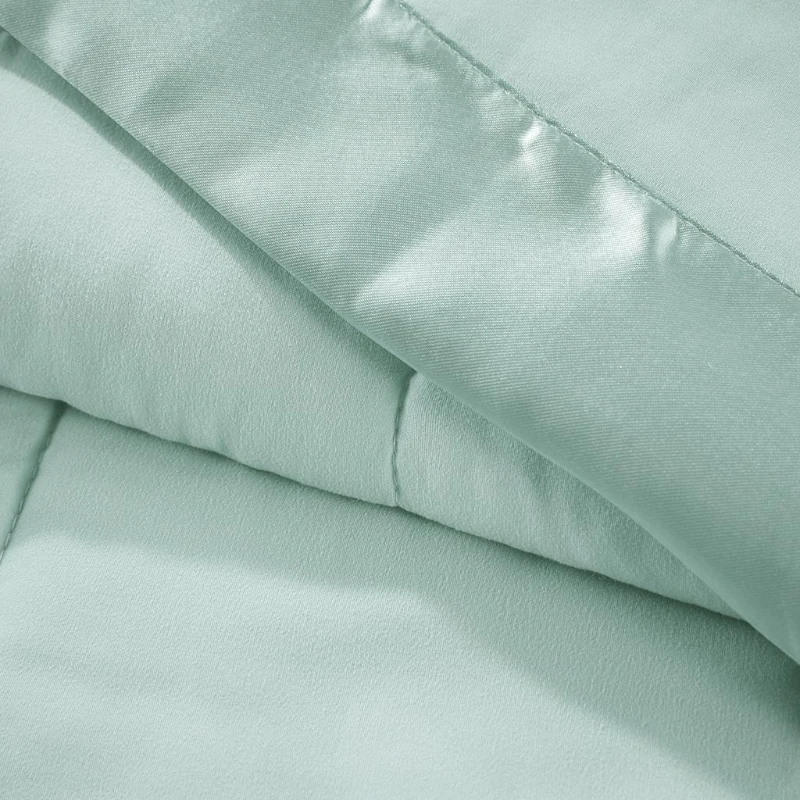 Lightweight Down Alternative Blanket with 3M Scotchgard Treatment, Satin Trim, Machine Washable, 90" L x 90" W x 0.25" H, Seafoam