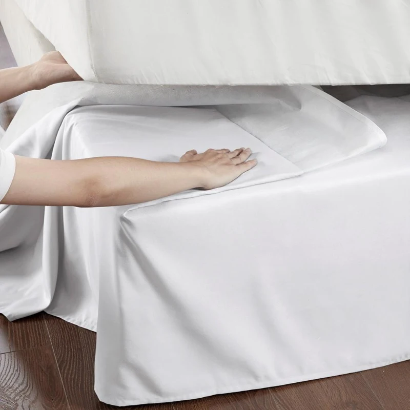 26" Drop Wrap-Around Adjustable Bed Skirt with Non-Skid Backing, Wrinkle-Resistant Design, One Size Fits All, 236" L x 6" W x 0.13" H, White