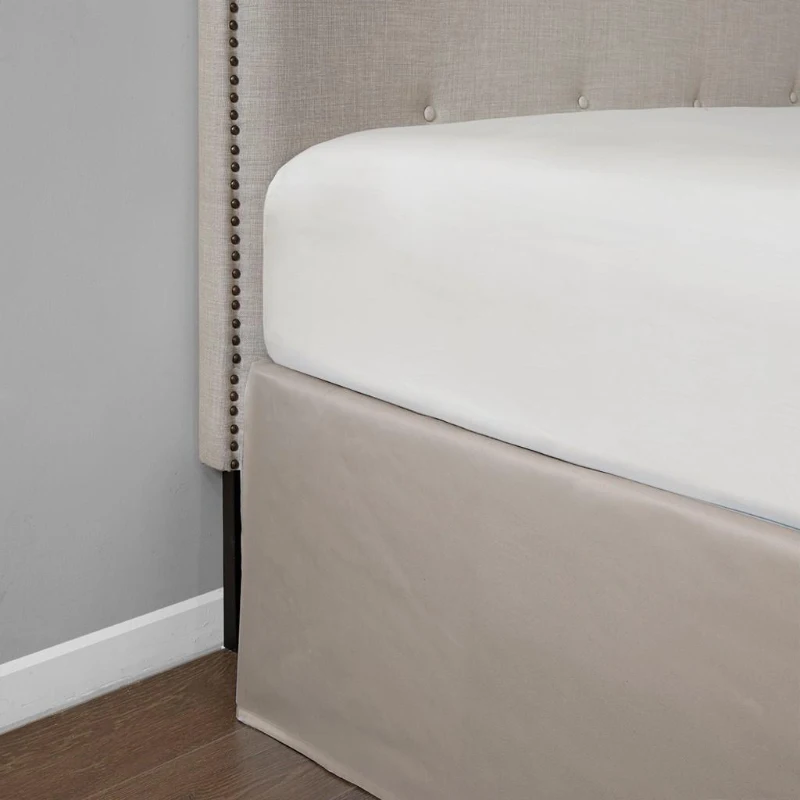 26" Drop Wrap-Around Adjustable Bed Skirt with Non-Skid Backing, Hidden Fabric Band, One Size Fits All, 236" L x 6" W x 0.13" H, Khaki