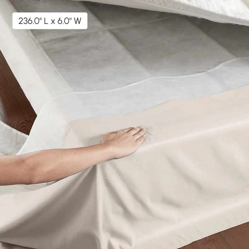 26" Drop Wrap-Around Adjustable Bed Skirt with Non-Skid Backing, Hidden Fabric Band, One Size Fits All, 236" L x 6" W x 0.13" H, Ivory