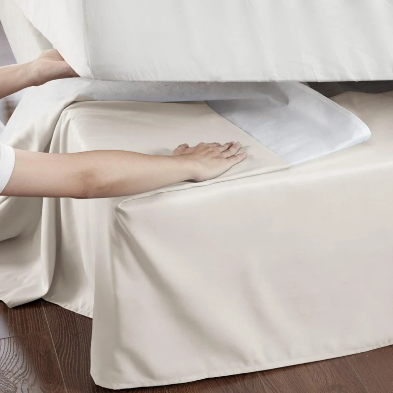 26" Drop Wrap-Around Adjustable Bed Skirt with Non-Skid Backing, Hidden Fabric Band, One Size Fits All, 236" L x 6" W x 0.13" H, Ivory