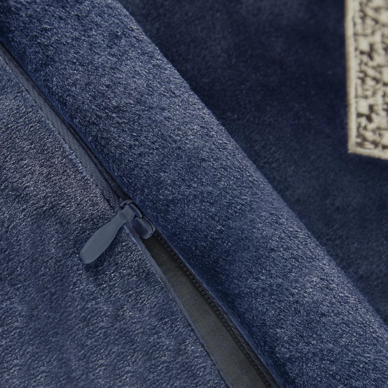 Machine Washable Velvet European Pillow Sham with Hidden Zipper, OEKO-TEX Certified, Ideal for Bedroom Decor, 26" L x 26" W x 0.13" H, Navy