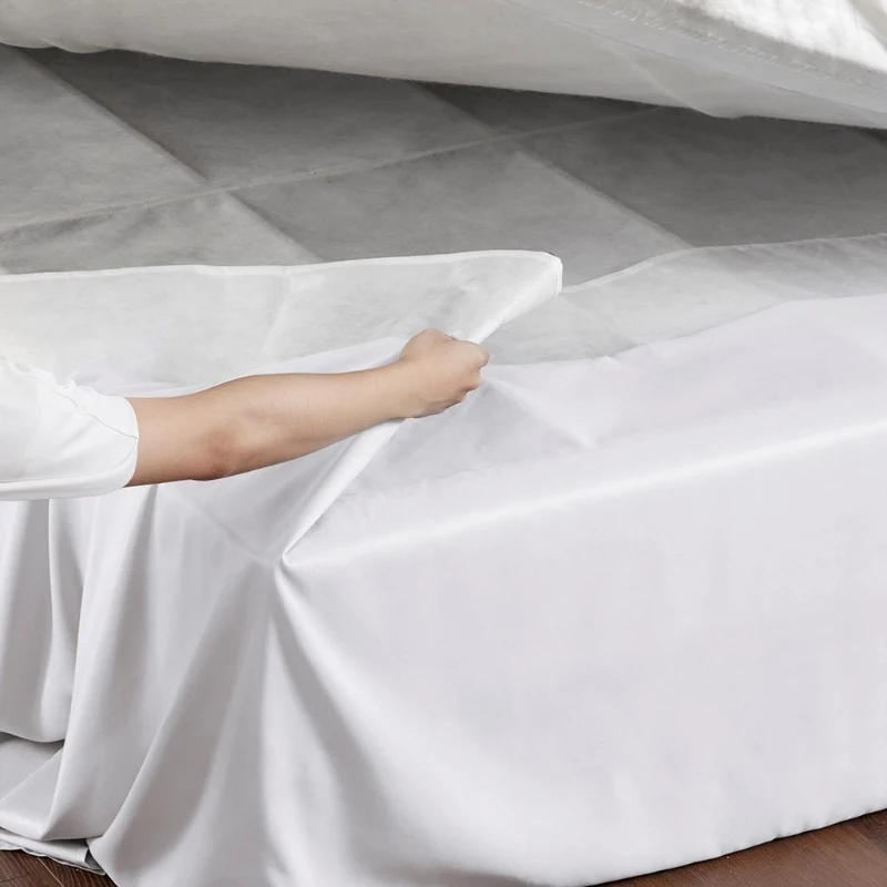 26" Drop Wrap-Around Adjustable Bed Skirt with Non-Skid Backing, Wrinkle-Resistant Design, One Size Fits All, 236" L x 6" W x 0.13" H, White