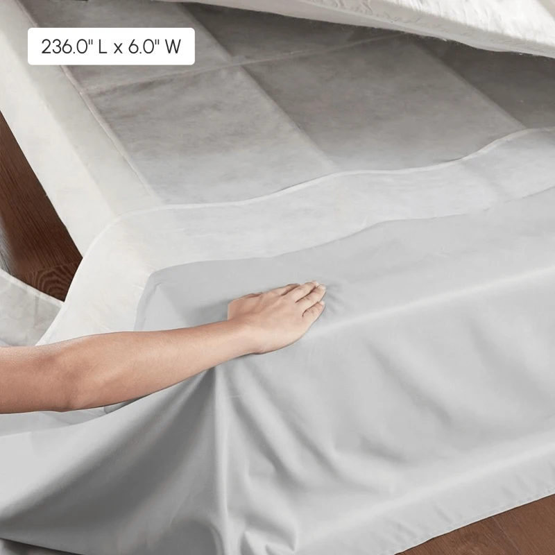 26" Drop Adjustable Wrap-Around Bed Skirt with Non-Skid Backing, Easy Tuck, Fold Design, One Size Fits All, 236" L x 6" W x 0.13" H, Gray
