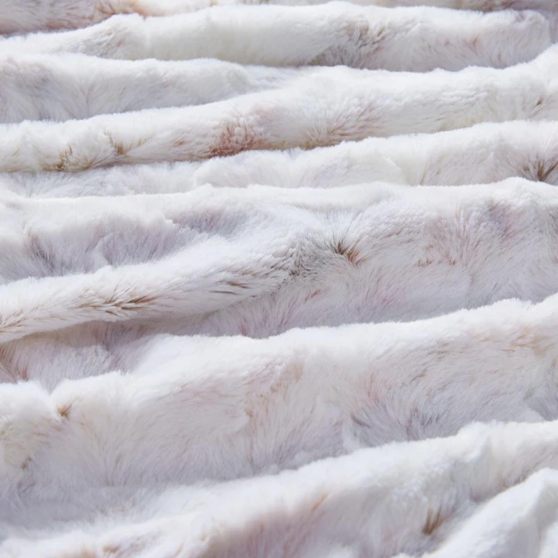 Luxuriously Soft Oversized Faux Fur Throw Blanket with Marble Print, Faux Mink Reverse, Machine Washable, 70" L x 60" W x 0.25" H, Blush