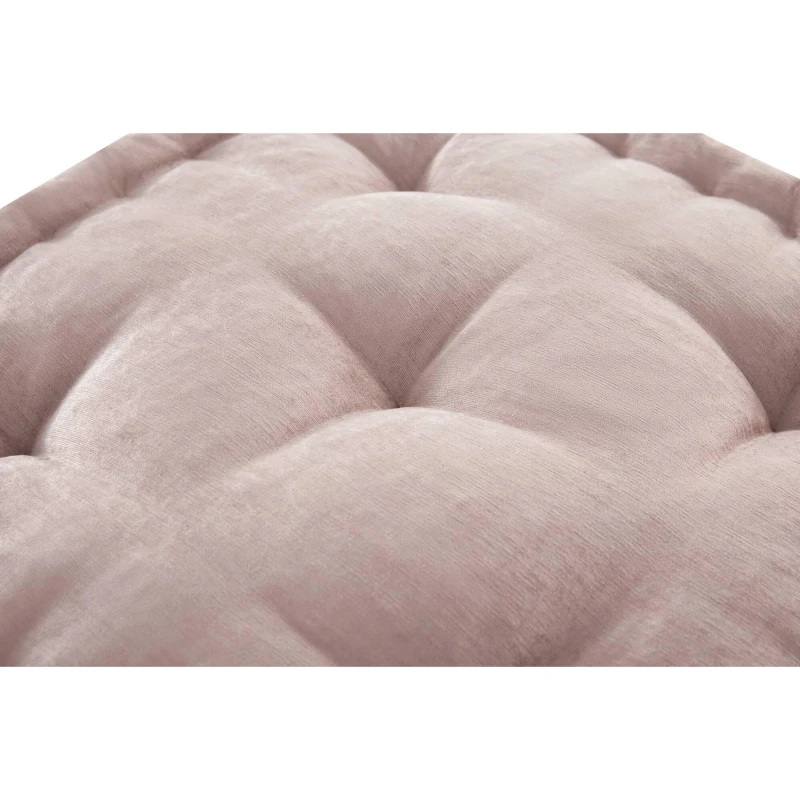 Textured Poly Chenille Square Floor Pillow Cushion with Hypoallergenic Polyester, Tufted Detailing, Scalloped Edge, 24" L x 24" W x 5" H, Blush
