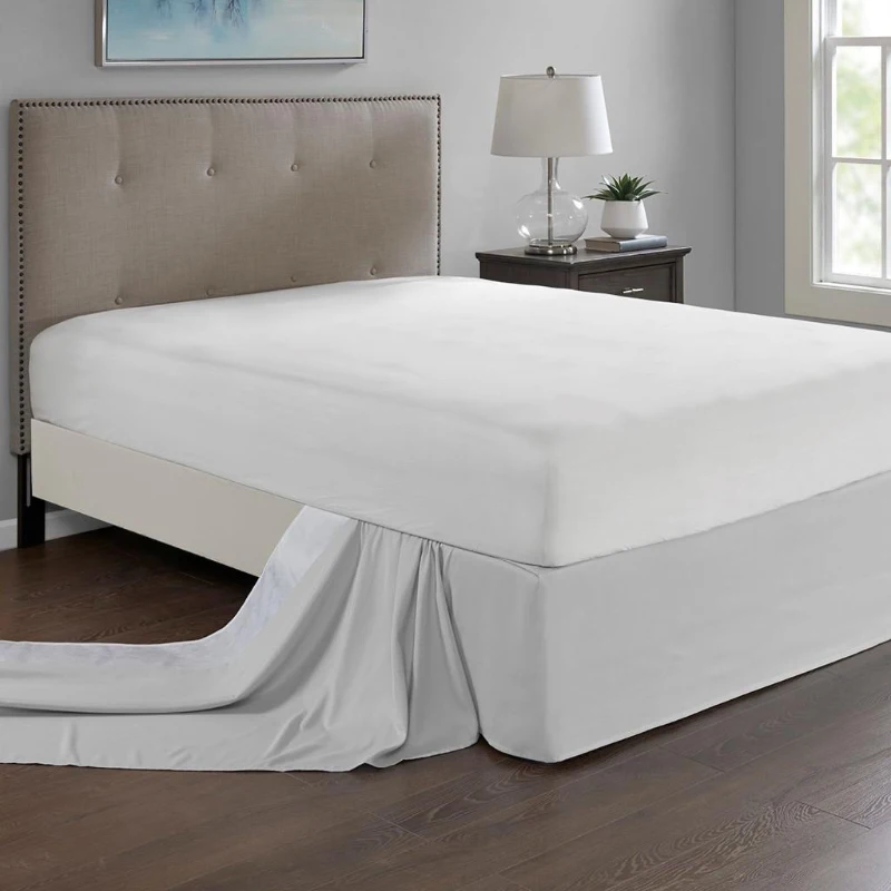 26" Drop Adjustable Wrap-Around Bed Skirt with Non-Skid Backing, Easy Tuck, Fold Design, One Size Fits All, 236" L x 6" W x 0.13" H, Gray