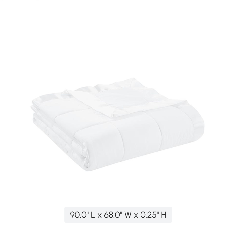 Hypoallergenic Lightweight Down Alternative Blanket with OEKO-TEX Certified, Satin Trim, Ideal for Spring, Summer, 90" L x 68" W x 0.25" H, White