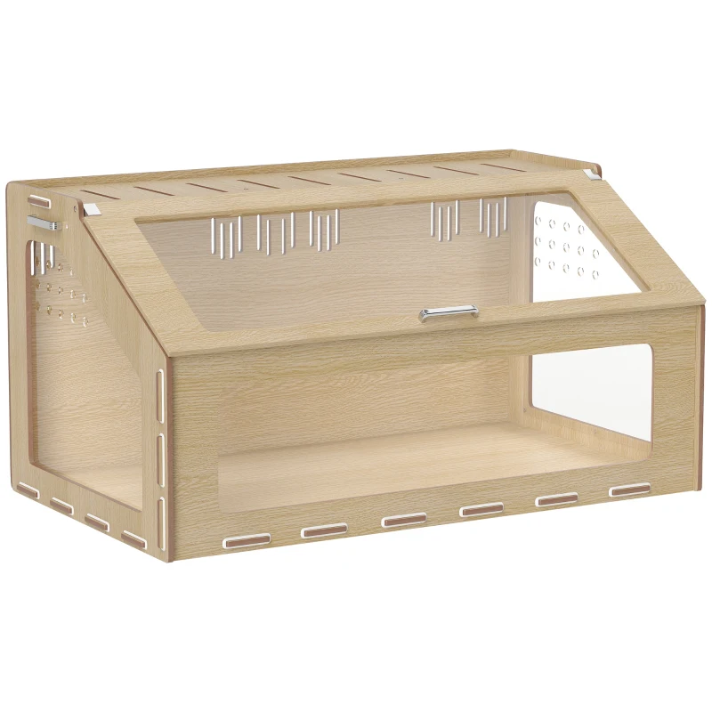 PawHut 39 inch Hamster Cage Habitat with Acrylic Window & Openable Top for Dwarf Hamster, Gerbil, Guinea Pig, Rat, Oak