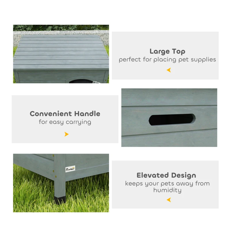 PawHut 31.5"L Wooden Decorative Dog Cage Kennel Wire Door with Lock, Openable Top Removable Bottom, Dark Gray