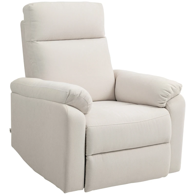 HOMCOM Recliner Chair, Wide Swivel Rocker Chair, Overstuffed Single Sofa with Pocket Spring, Footrest, Quick Assembly, Cream