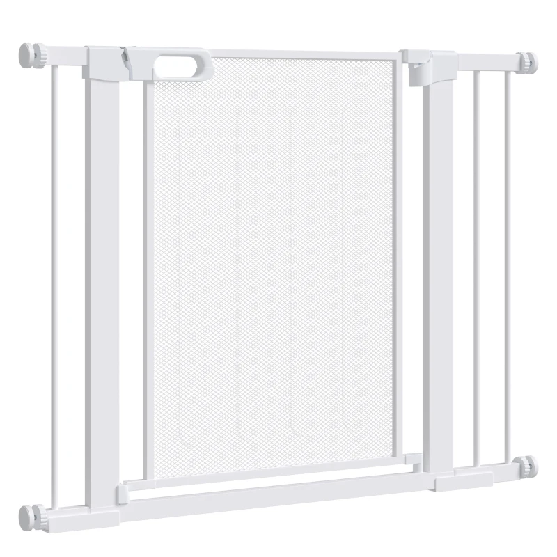 PawHut 29.5"-40.6" Metal Pet Gate, Dog Gate with Auto Closing Door, Double Locking, for Doorways, Stairs, Hallways, White