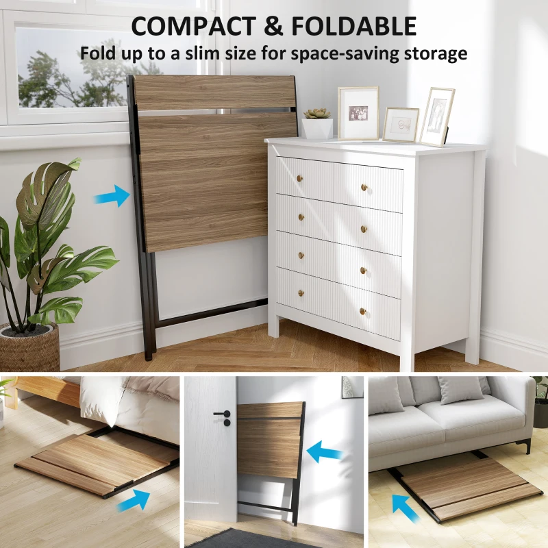 HOMCOM Folding Computer Desk, 32" Foldable Desk with Monitor Shelf for Small Space, Home Office, Study, Easy Assembly, Walnut