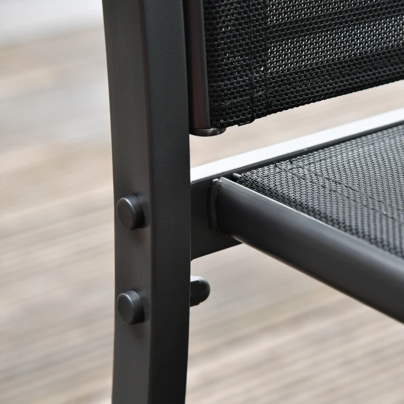 Outsunny 4-Piece Patio Furniture Set with Glass Top Coffee Table, Breathable Mesh Seat & Backrest for Garden, Balcony, Black