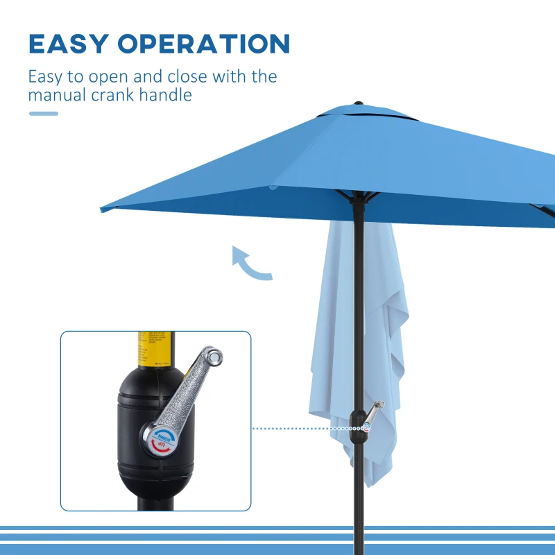 Outsunny 8ft Half Round Umbrella Outdoor Balcony Parasol Patio Garden Outdoor Window Sun Shade w/ 5 Ribs