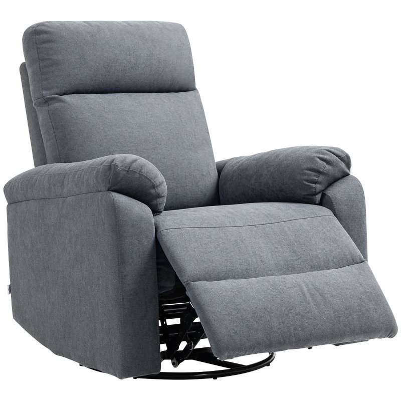 HOMCOM Recliner Chair, Wide Swivel Rocker Chair, Overstuffed Single Sofa with Pocket Spring, Footrest, Quick Assembly, Gray
