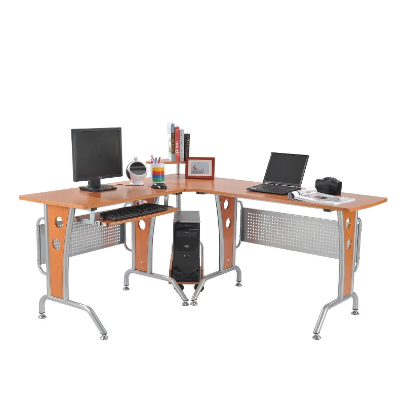 HomCom 67" Modern Corner L-Shaped Computer Desk With Keyboard Tray