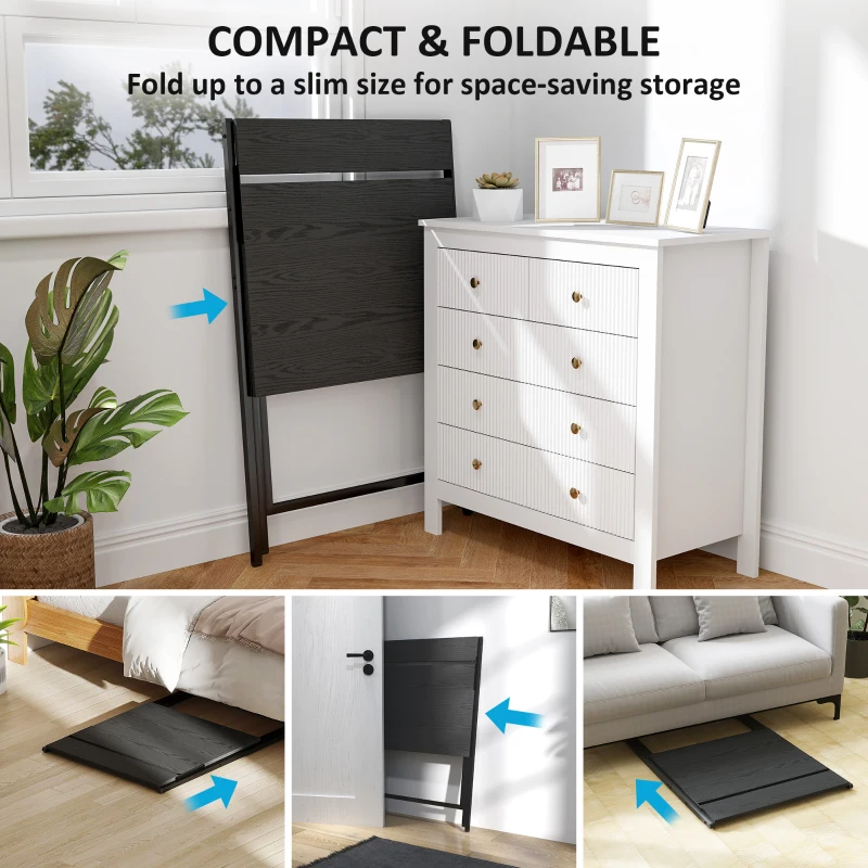 HOMCOM Folding Computer Desk, 27.6" Foldable Desk with Monitor Shelf for Small Space, Home Office, Study, Easy Assembly, Black
