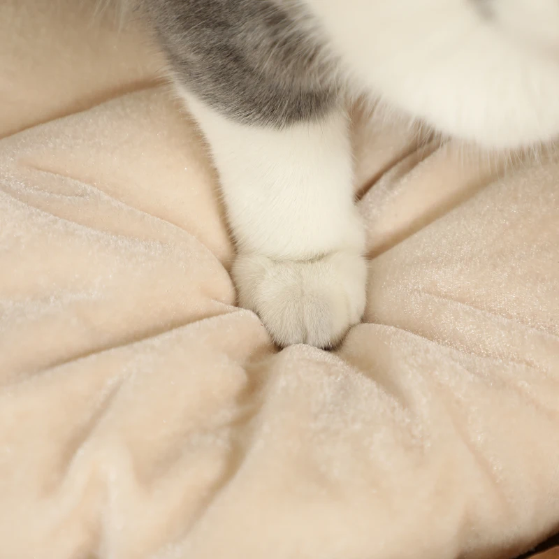 PawHut 2-Storey Cat Condo Barrel, Small Cat Tree Tower with Top Perch and 2 Hideaways, 2 Entrances, 3 Cushions, Light Brown