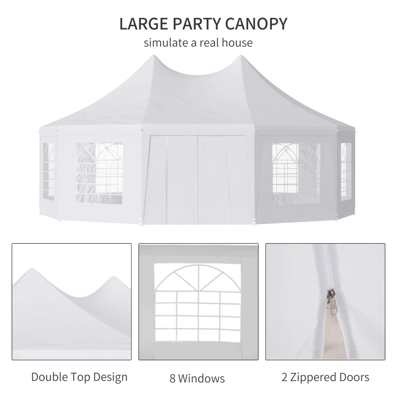 Outsunny 29 x 21 ft Party Tent, Wedding Tent with Sidewalls, Heavy Duty Event Tent with 2 Doors and 8 Windows, Outdoor Gazebo Tent for Party, White