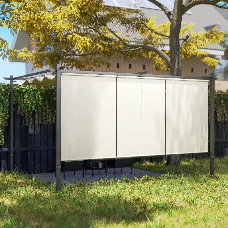 Outsunny 10' x 12' Retractable Pergola Canopy with Roller Shade, Wall-Mounted or Free Standing Patio Gazebo, UPF30+