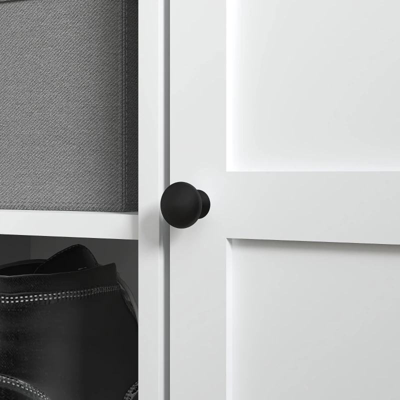 HOMCOM Shoe Storage Bench with Cushioned Seat, Entryway Bench Seat with 2 Cabinets and Adjustable Shelf for Hallway, White