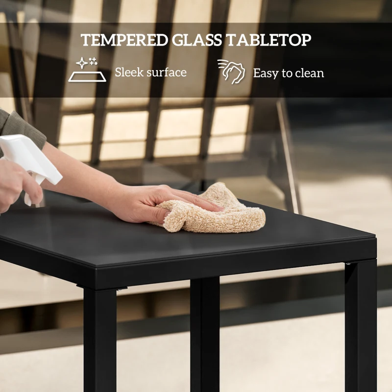 Outsunny 3 Piece Rocking Bistro Set, Wicker Patio Furniture with 3-Level Reclining High Back Rocking Chair and Glass Table, White