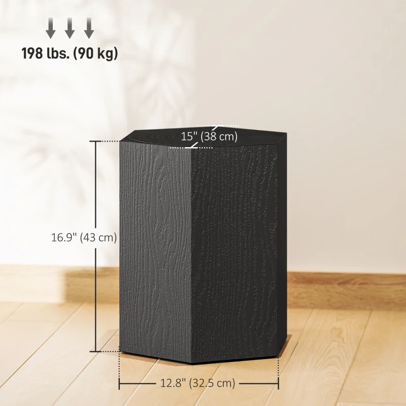 HOMCOM Hexagonal Side Table, Small End Table with 4 Adjustable Feet for Indoor, Outdoor, Black