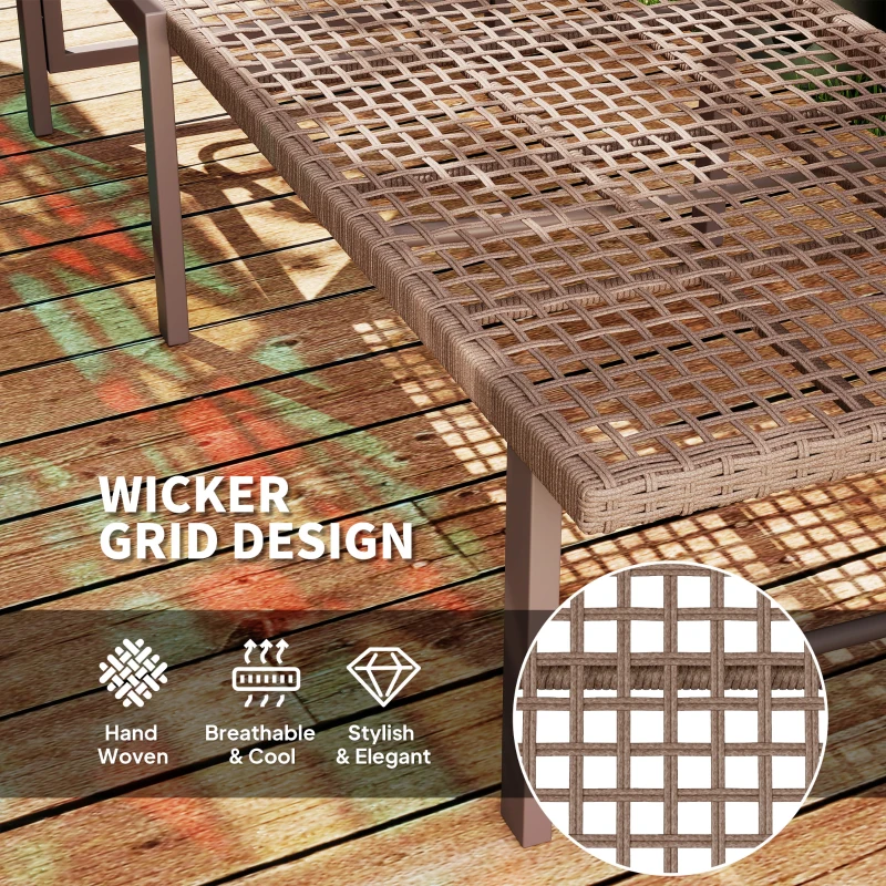 Outsunny Wicker Outdoor Lounge Chair, Rattan Reclining Patio Lounger Tanning Chair with Adjustable Back, Brown