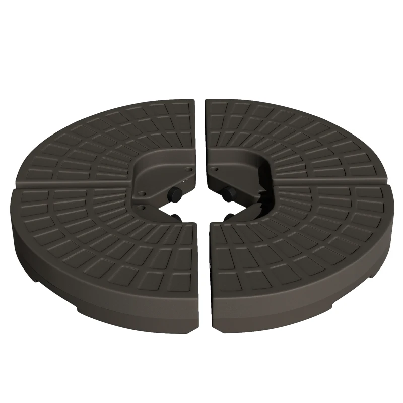 Outsunny 4 Pieces Cantilever Patio Umbrella Base, Fan Shaped Umbrella Weight w/ Built-In Handles & Rugged Material, 148 lbs Water and 220 lbs Water and Sand, Coffee