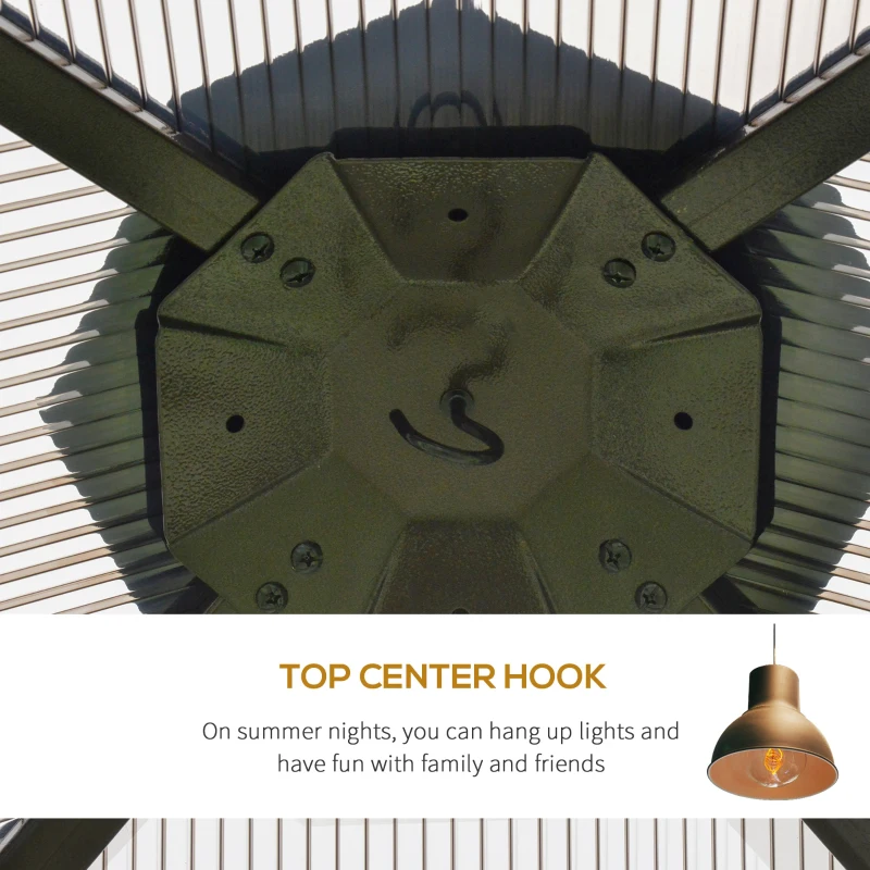 Outsunny 10' x 10' 2-Tier Outdoor Gazebo Canopy with Polycarbonate Roof, Curtains and Netting, for Garden, Deck, Beige