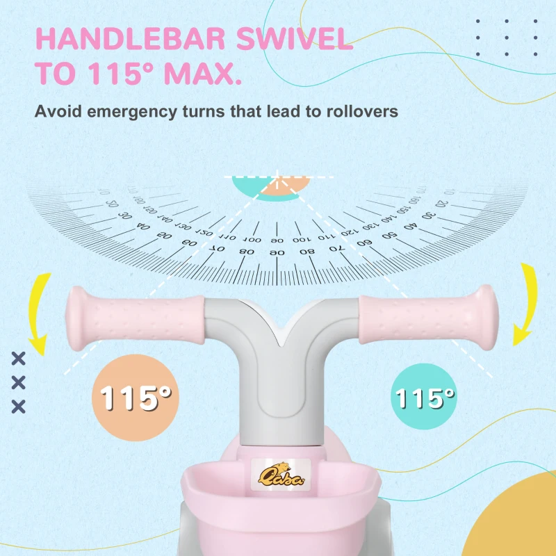 Qaba Toddler Balance Bike for 12–36 Months with Adjustable Seat, Removable Basket, 4 Silent Wheels, Pink