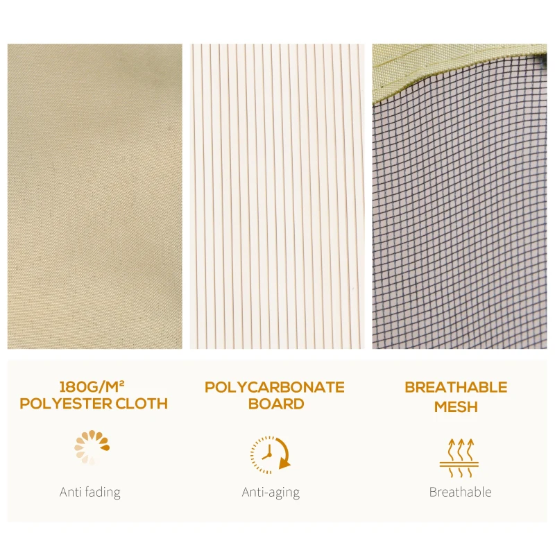 Outsunny 10' x 10' 2-Tier Outdoor Gazebo Canopy with Polycarbonate Roof, Curtains and Netting, for Garden, Deck, Beige