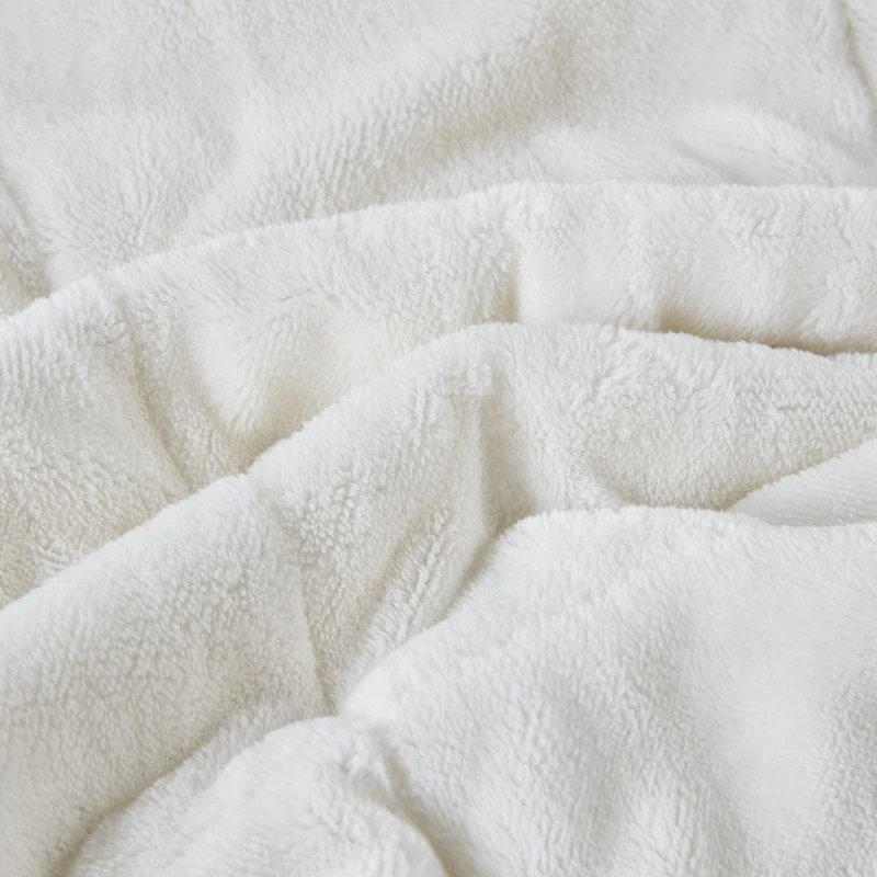 Reversible Smart Temperature Down Alternative Blanket with Plush to Microfiber, OEKO-TEX Certified, for Any Season, 90" L x 90" W x 0.25" H, Ivory
