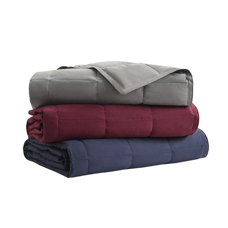 Wearable Multipurpose Throw with Goose Feather, Down Filling, Water-Repellent Microfiber, Machine Washable, 68" L x 62" W x 0.25" H, Red