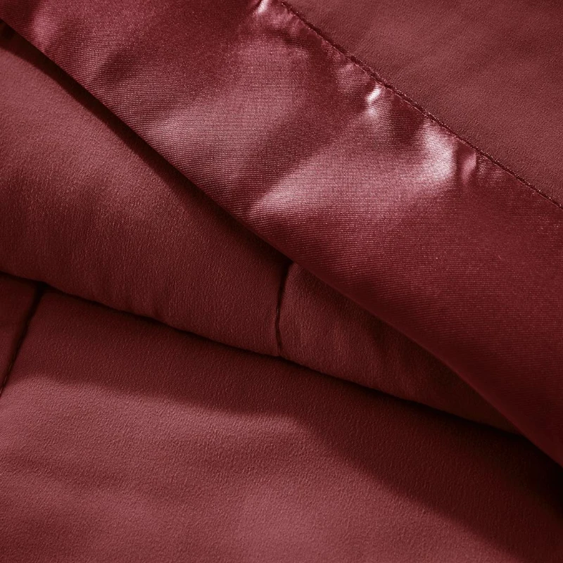 King Size Lightweight Down Alternative Blanket with Satin Trim, 3M Scotchgard Treatment, Machine Washable, 108" L x 90" W x 0.25" H, Burgundy