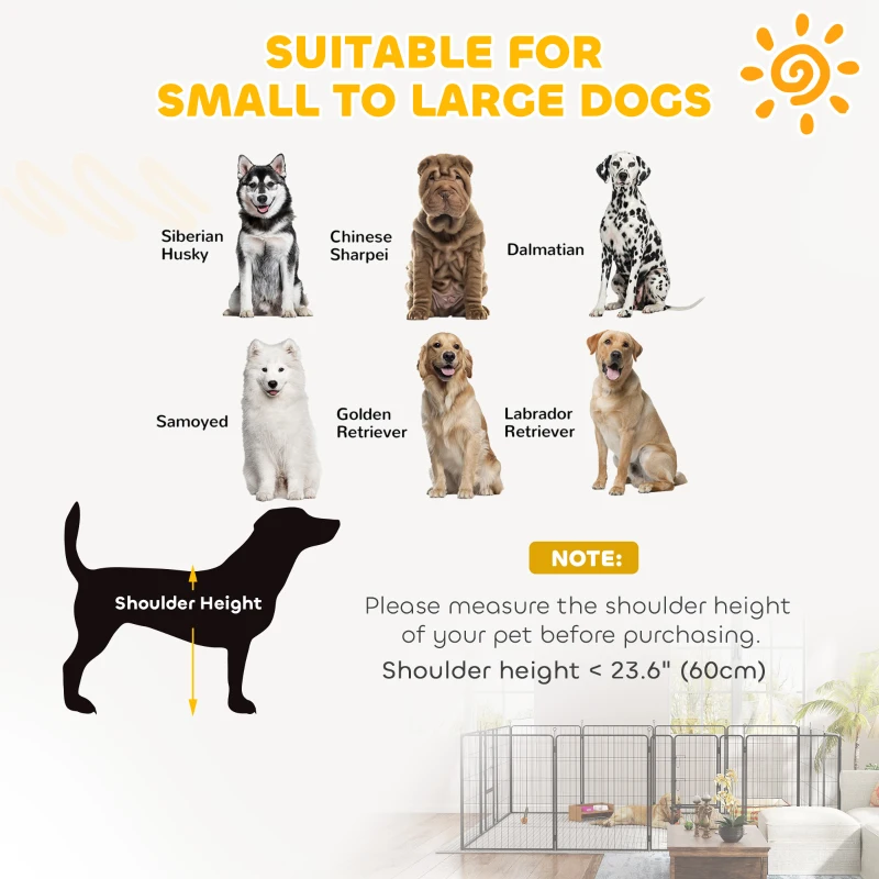 PawHut 24 Panels 39" Height Heavy Duty Dog Playpen for Small Medium Large Dogs, Grey