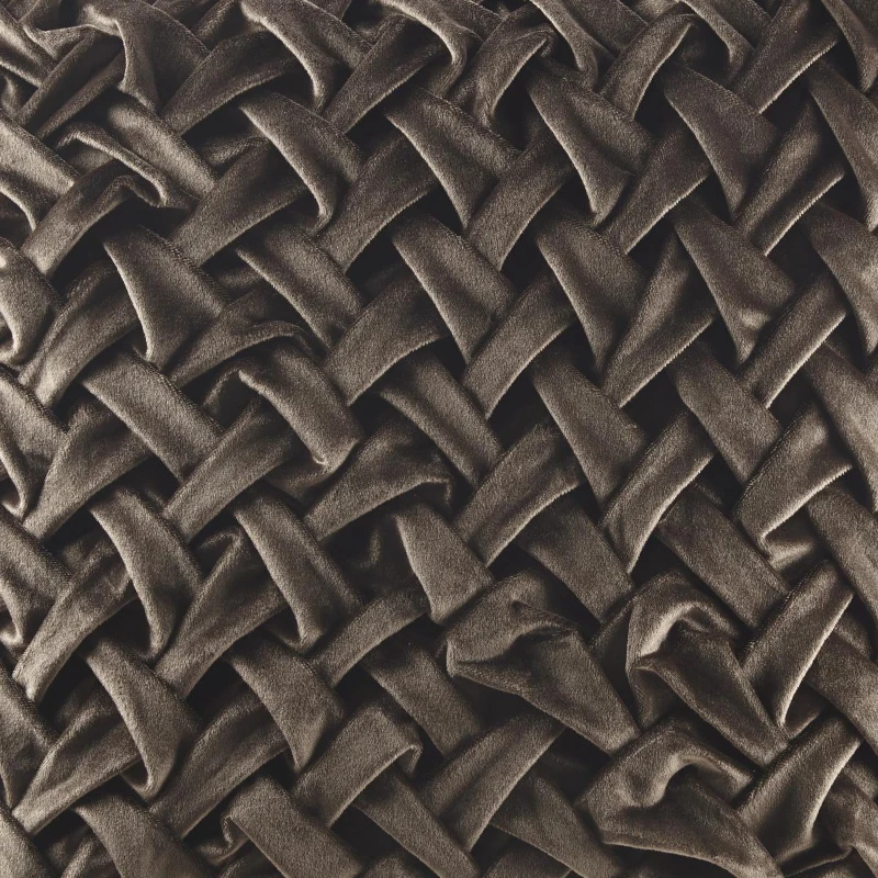 Decorative Square Pillow with Goose Feather Insert, Velvet Ruched Design, Luxury Metal Zipper, Ideal for Sofa, Bed, 20" L x 20" W x 5" H, Brown