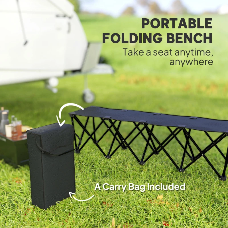 Outsunny Portable 4-Seater Folding Camping Chair, Team Bench Chair with Carry Bag for Soccer Football Team, No Assembly