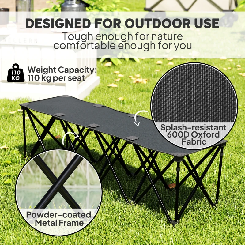 Outsunny Portable 4-Seater Folding Camping Chair, Team Bench Chair with Carry Bag for Soccer Football Team, No Assembly