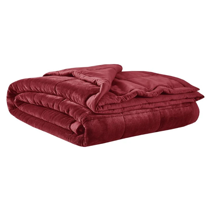 Reversible Smart Temperature Control Down Alternative Blanket, Plush to Microfiber, Machine Washable, 90" L x 66" W x 0.25" H, Burgundy