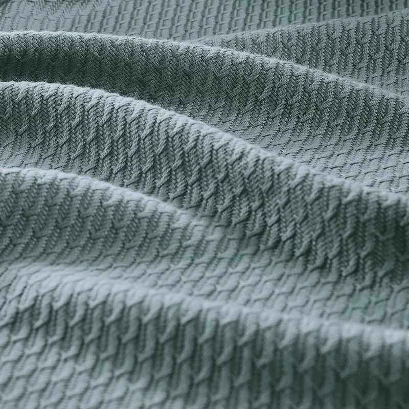 Machine Washable Egyptian Cotton Blanket with Breathable Weave, OEKO-TEX Certified, Perfect for Any Room, 90" L x 66" W x 0.25" H, Teal